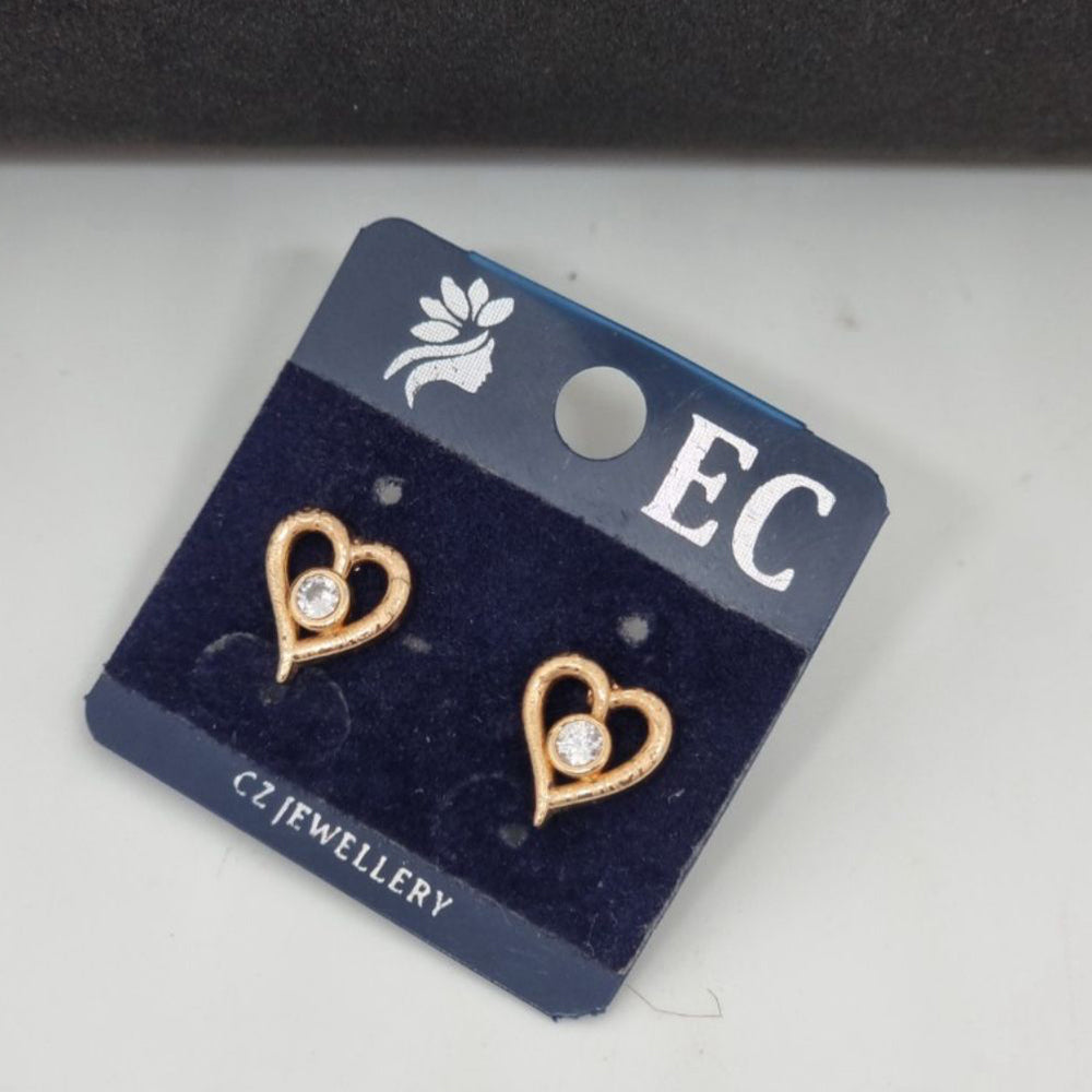 Pooja Sales Rajkot Gold Plated American Diamond Stud Earrings