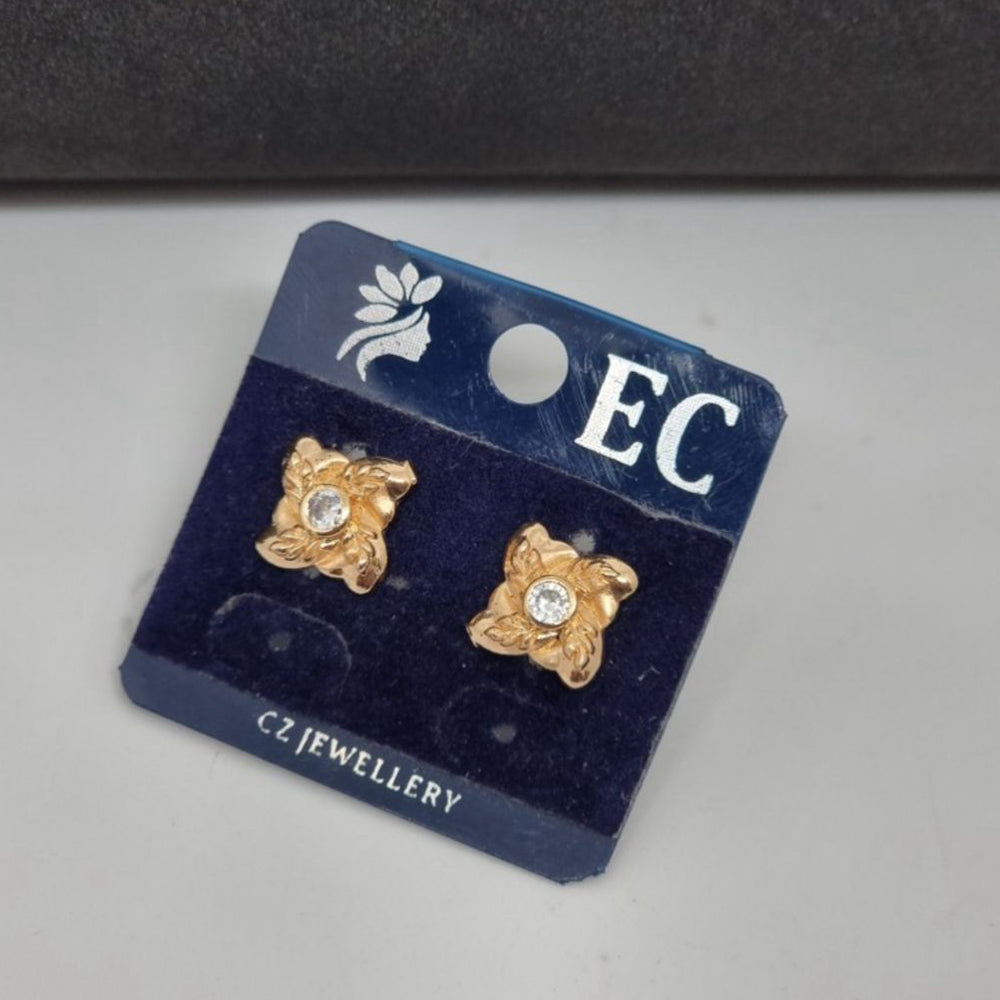 Pooja Sales Rajkot Gold Plated American Diamond Stud Earrings