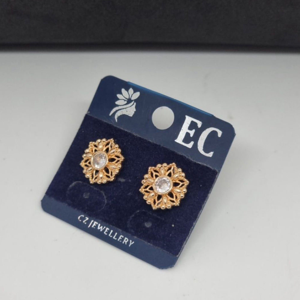 Pooja Sales Rajkot Gold Plated American Diamond Stud Earrings