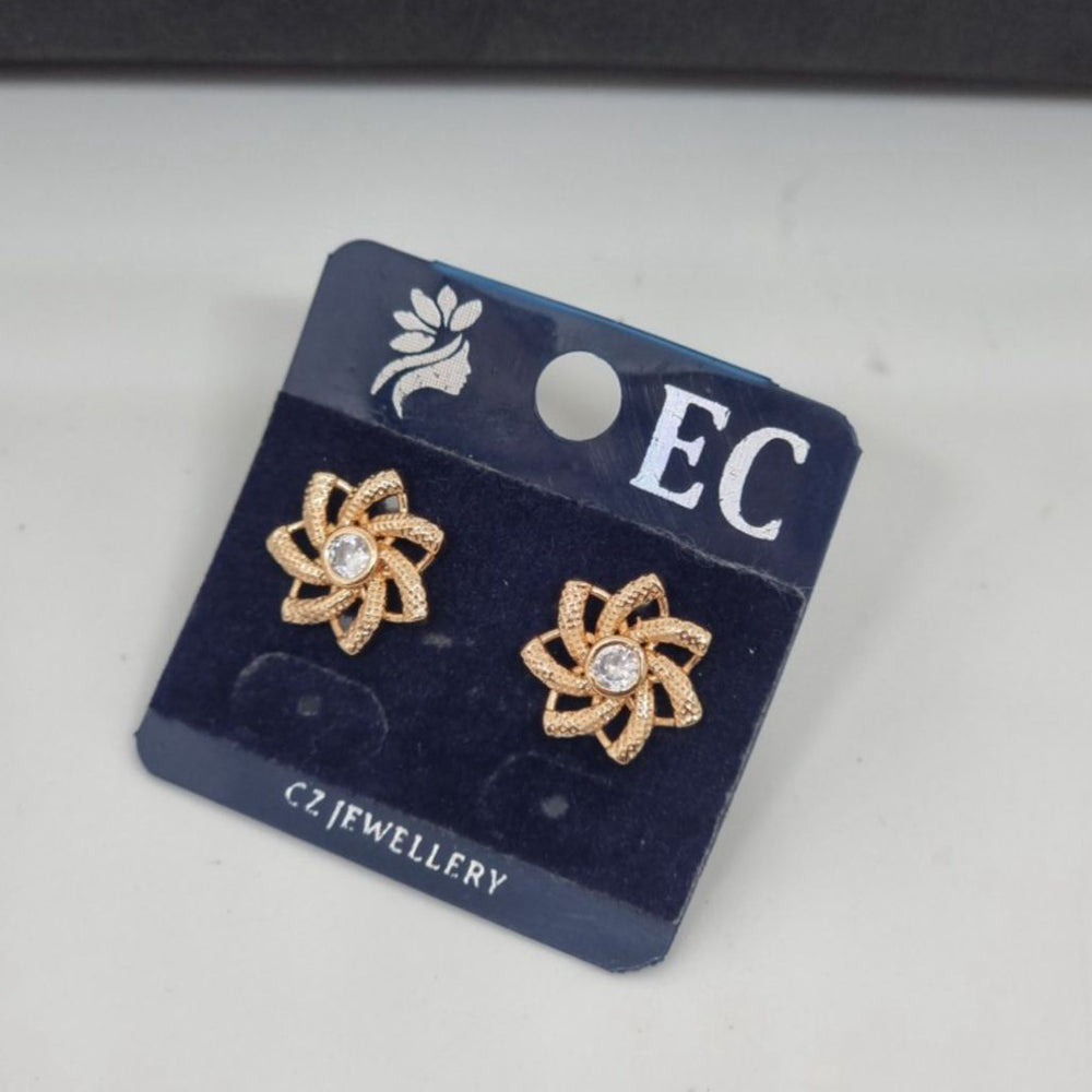 Pooja Sales Rajkot Gold Plated American Diamond Stud Earrings