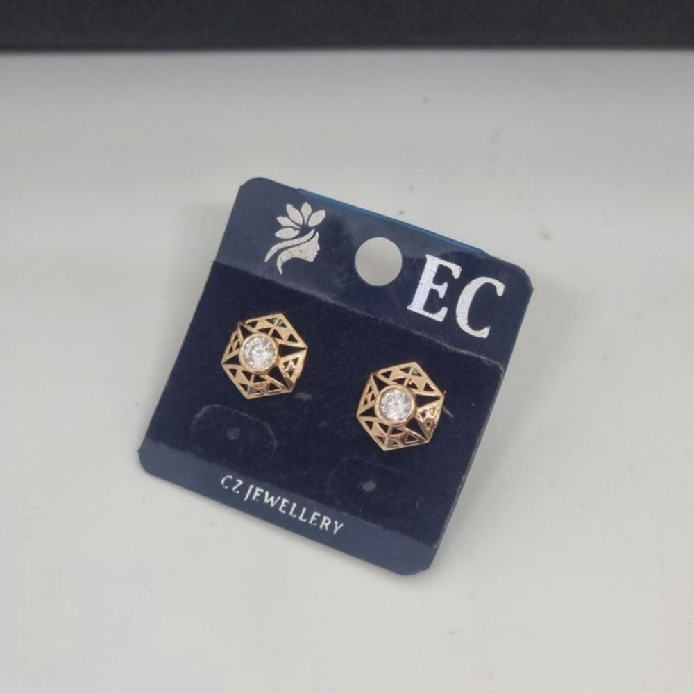 Pooja Sales Rajkot Gold Plated American Diamond Stud Earrings