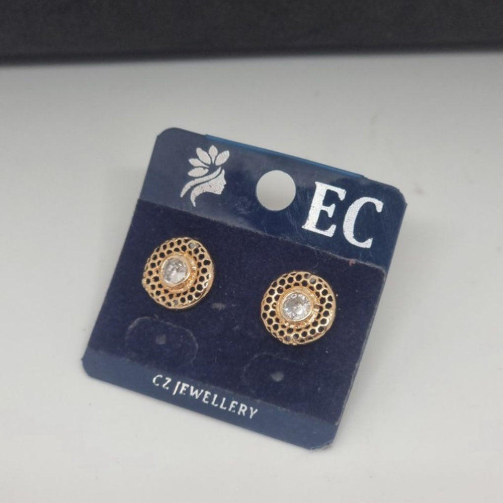 Pooja Sales Rajkot Gold Plated American Diamond Stud Earrings