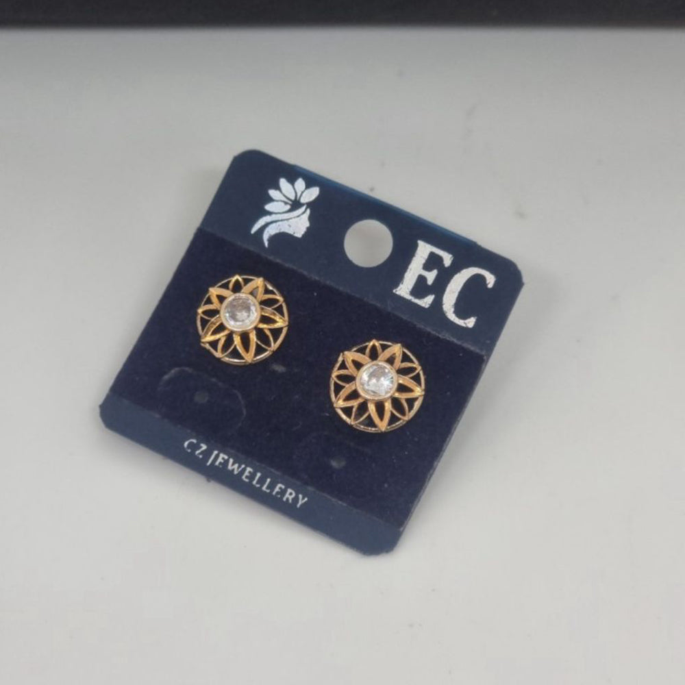 Pooja Sales Rajkot Gold Plated American Diamond Stud Earrings