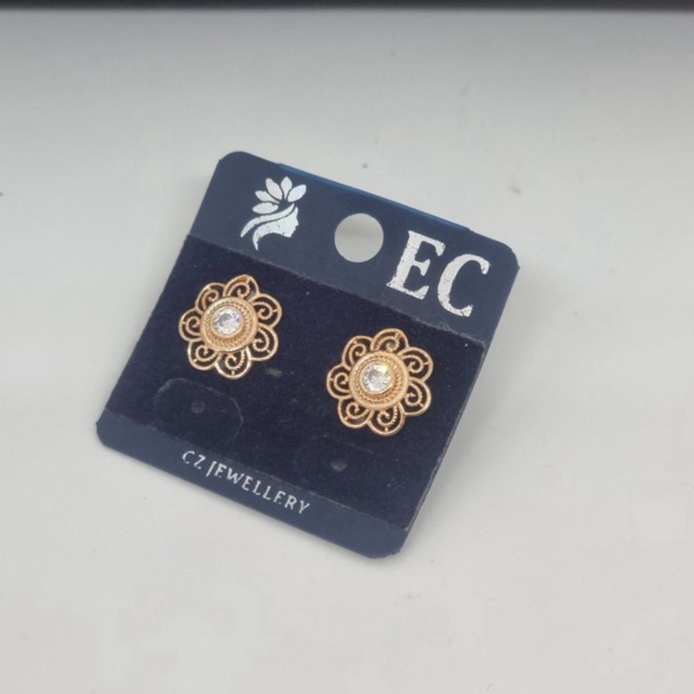 Pooja Sales Rajkot Gold Plated American Diamond Stud Earrings