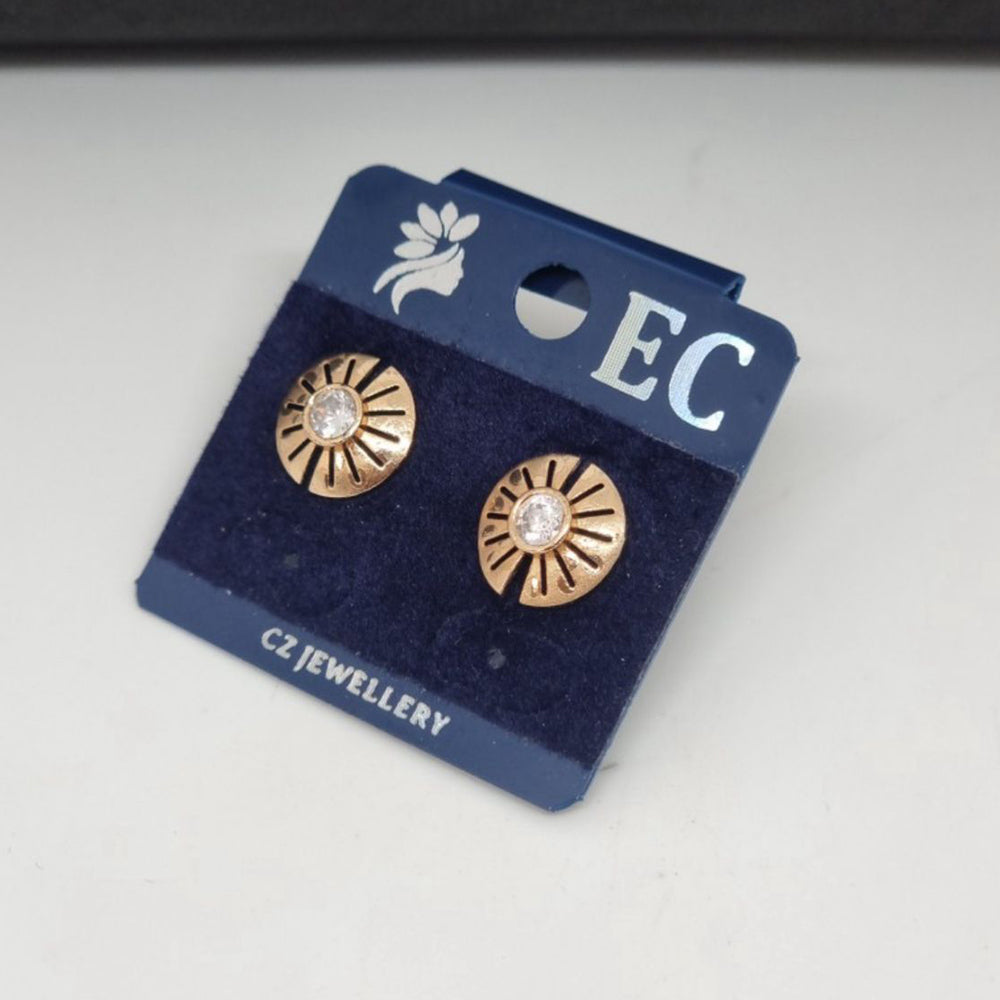 Pooja Sales Rajkot Gold Plated American Diamond Stud Earrings