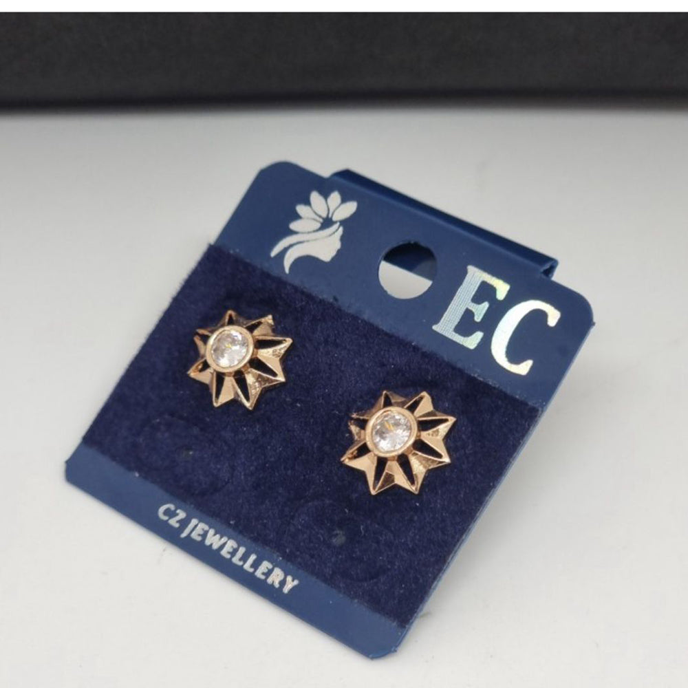 Pooja Sales Rajkot Gold Plated American Diamond Stud Earrings