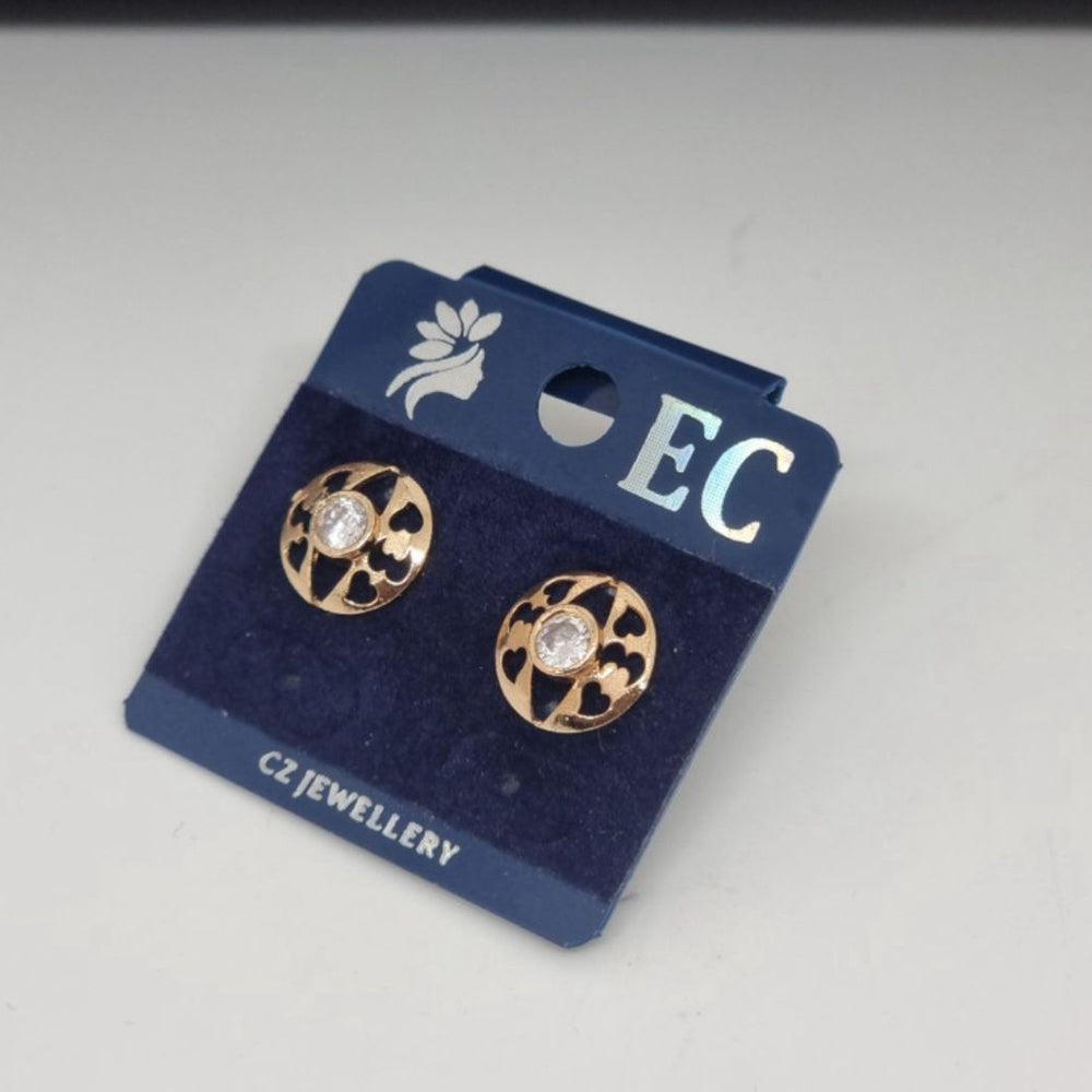 Pooja Sales Rajkot Gold Plated American Diamond Stud Earrings