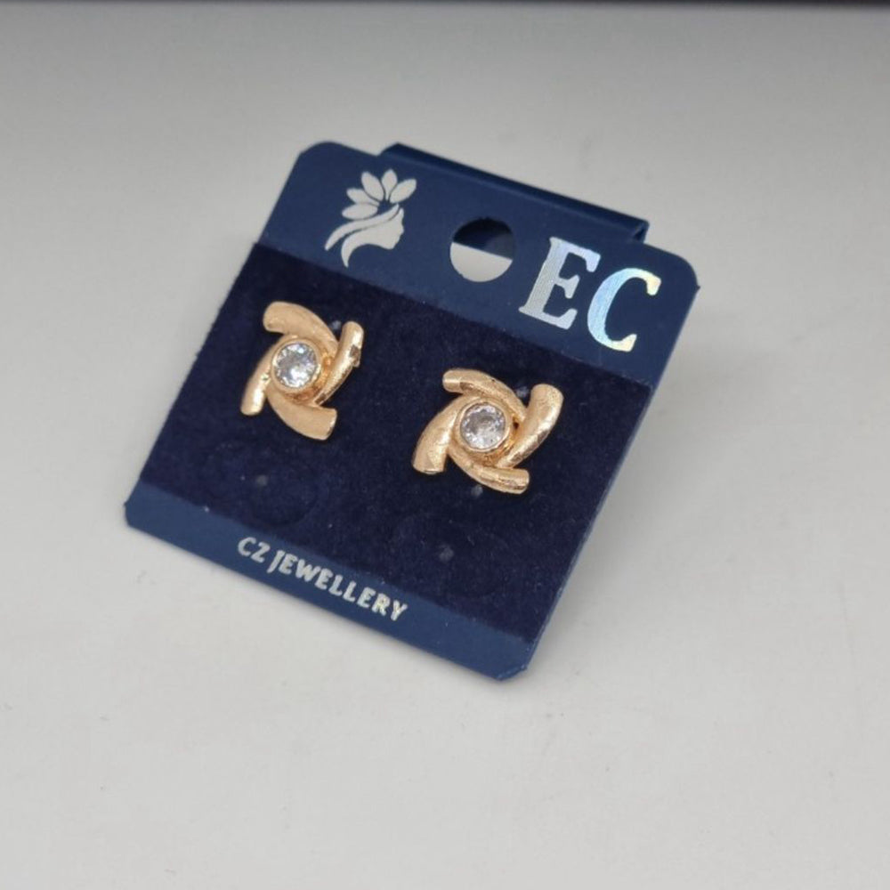 Pooja Sales Rajkot Gold Plated American Diamond Stud Earrings