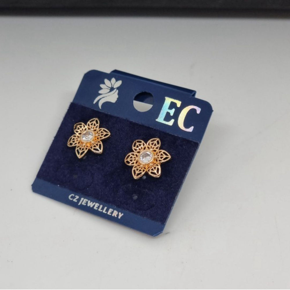 Pooja Sales Rajkot Gold Plated American Diamond Stud Earrings