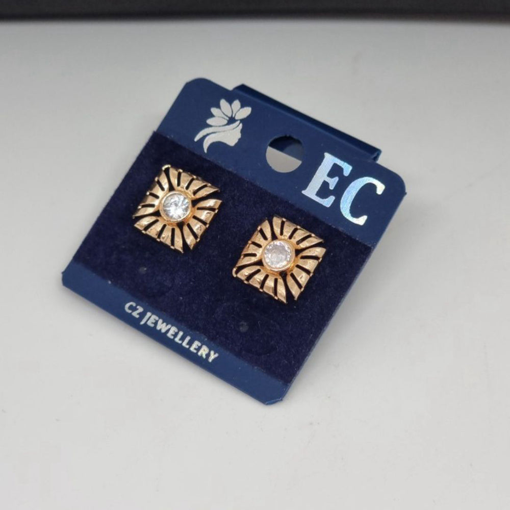 Pooja Sales Rajkot Gold Plated American Diamond Stud Earrings