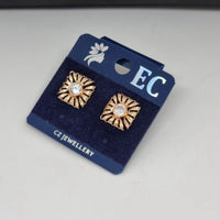 Pooja Sales Rajkot Gold Plated American Diamond Stud Earrings