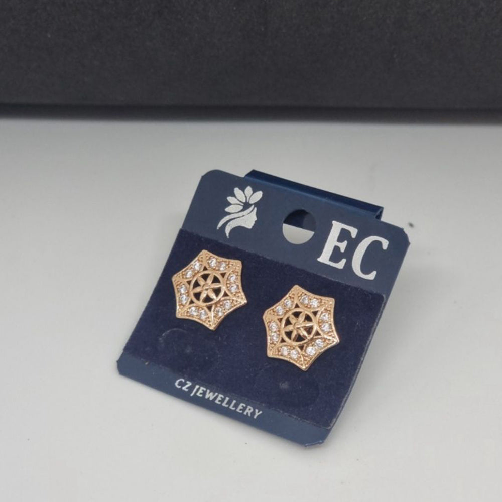 Pooja Sales Rajkot Gold Plated American Diamond Stud Earrings