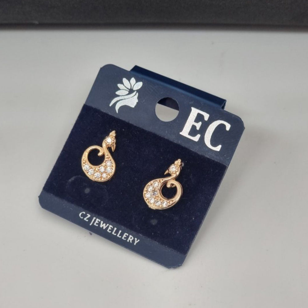 Pooja Sales Rajkot Gold Plated American Diamond Stud Earrings