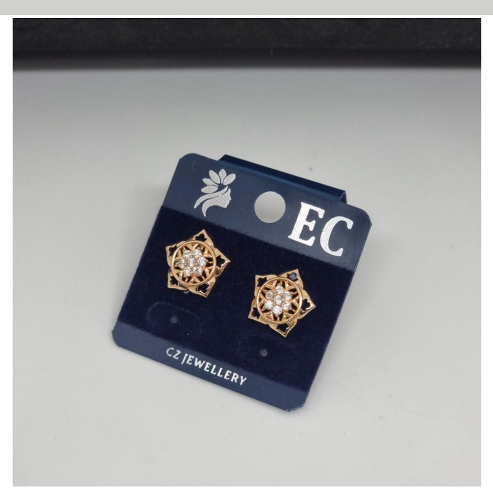 Pooja Sales Rajkot Gold Plated American Diamond Stud Earrings