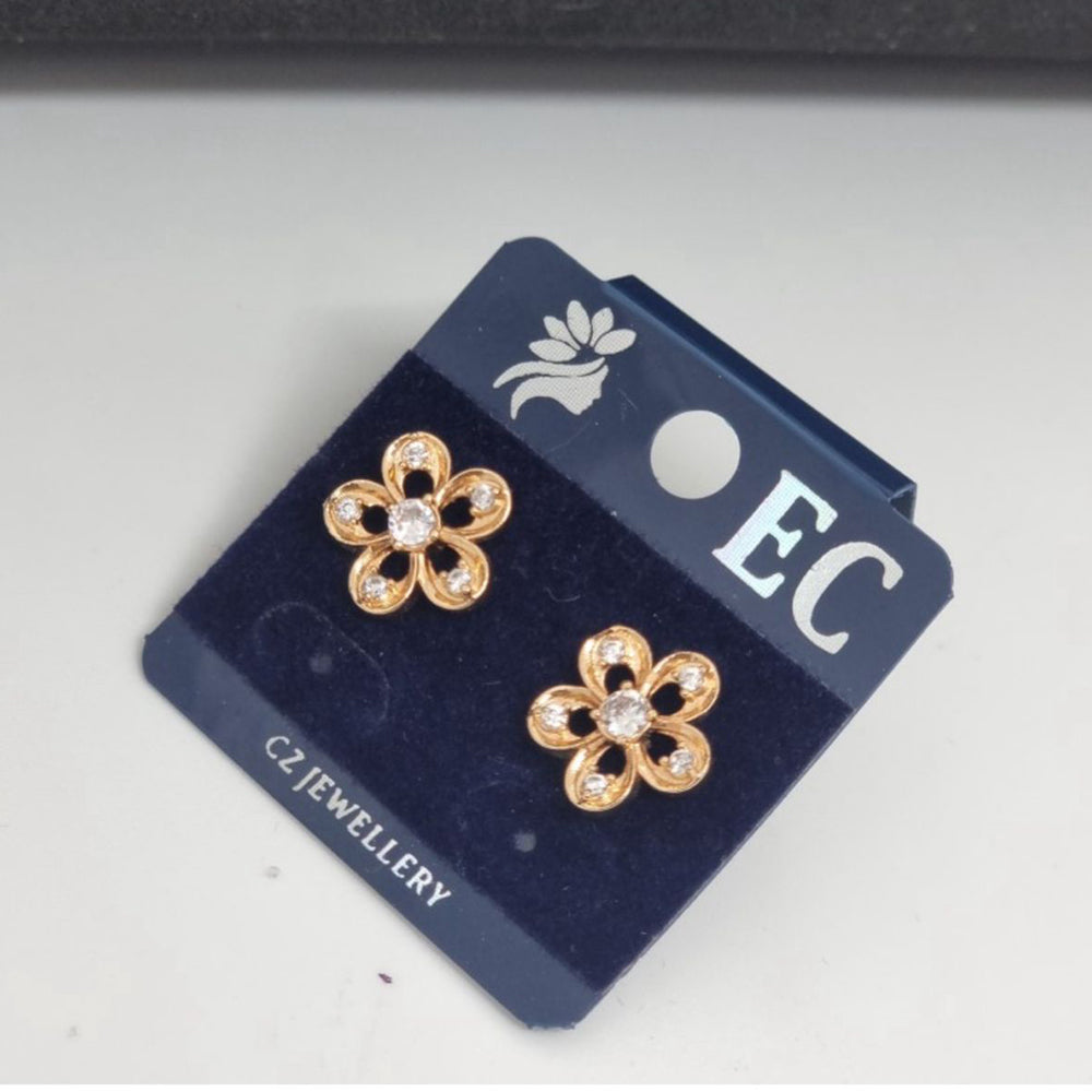 Pooja Sales Rajkot Gold Plated American Diamond Stud Earrings