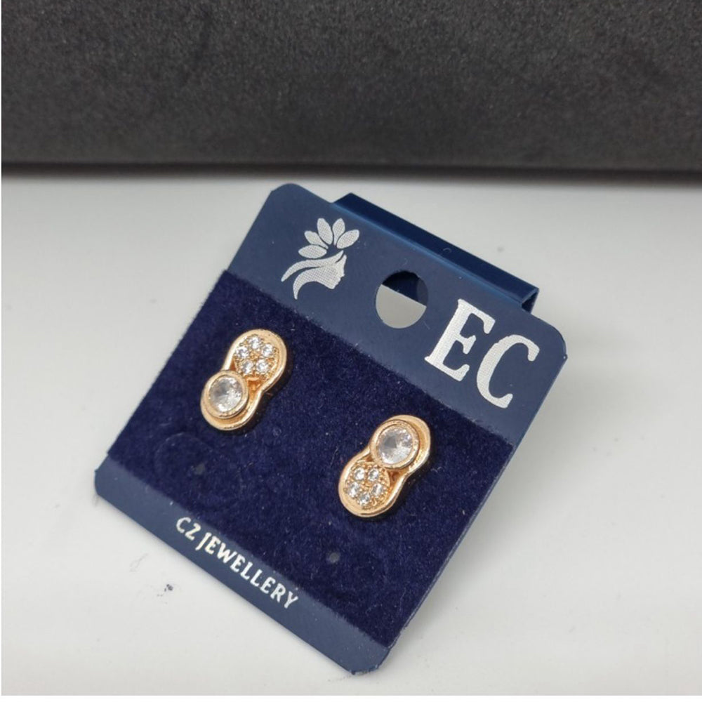 Pooja Sales Rajkot Gold Plated American Diamond Stud Earrings