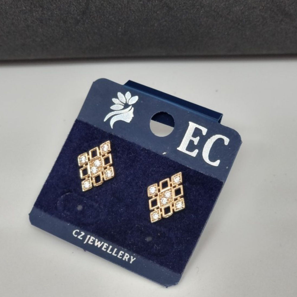Pooja Sales Rajkot Gold Plated American Diamond Stud Earrings
