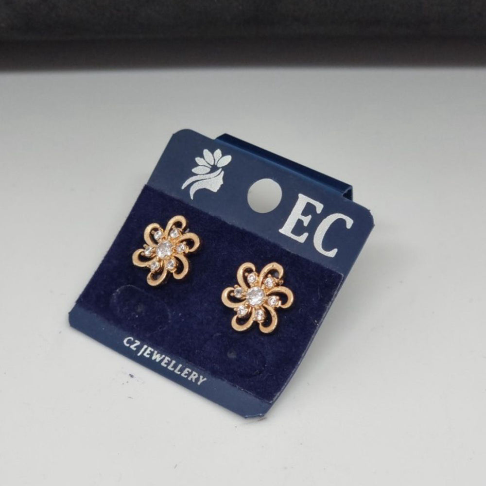 Pooja Sales Rajkot Gold Plated American Diamond Stud Earrings