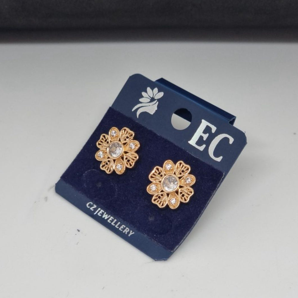 Pooja Sales Rajkot Gold Plated American Diamond Stud Earrings