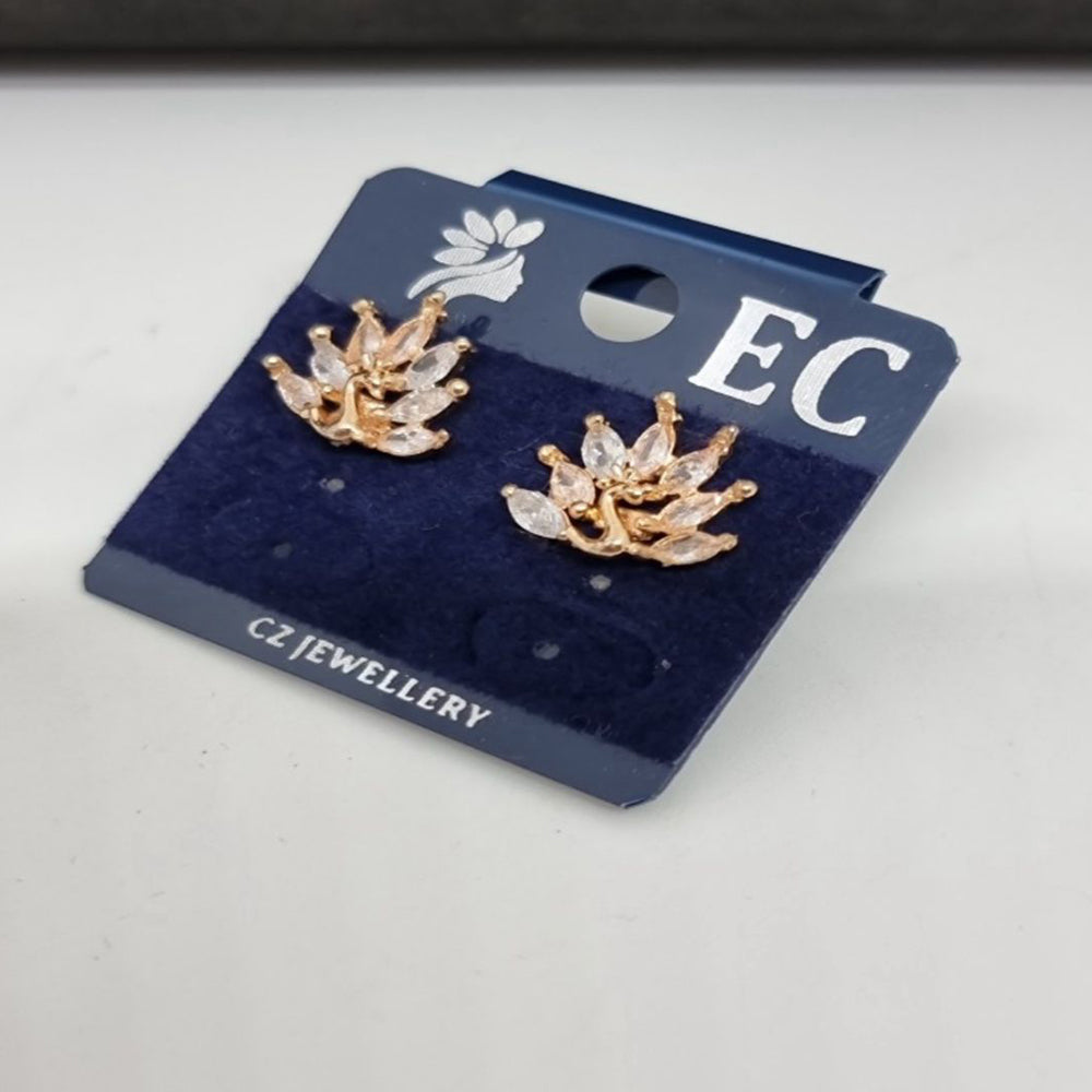 Pooja Sales Rajkot Gold Plated American Diamond Stud Earrings
