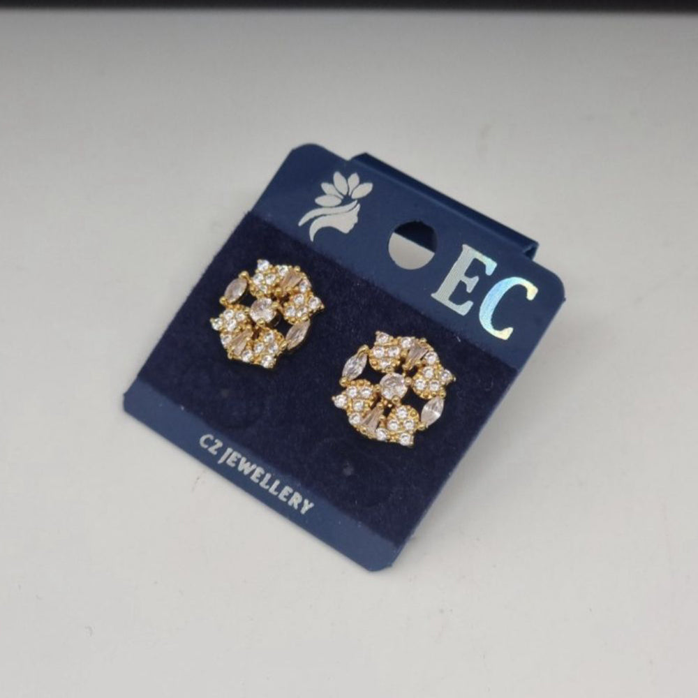 Pooja Sales Rajkot Gold Plated American Diamond Stud Earrings