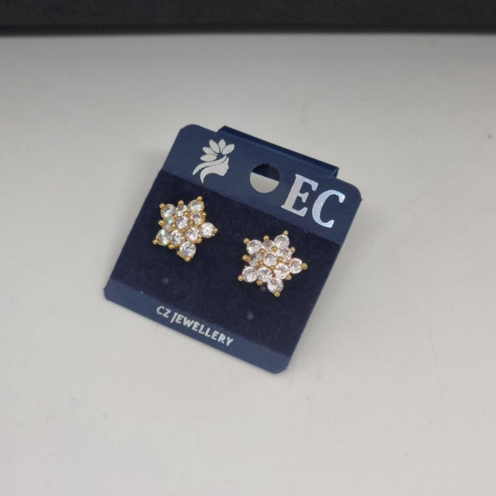 Pooja Sales Rajkot Gold Plated American Diamond Stud Earrings