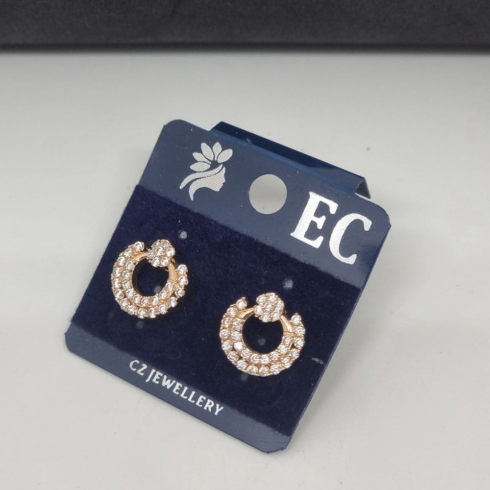Pooja Sales Rajkot Gold Plated American Diamond Stud Earrings