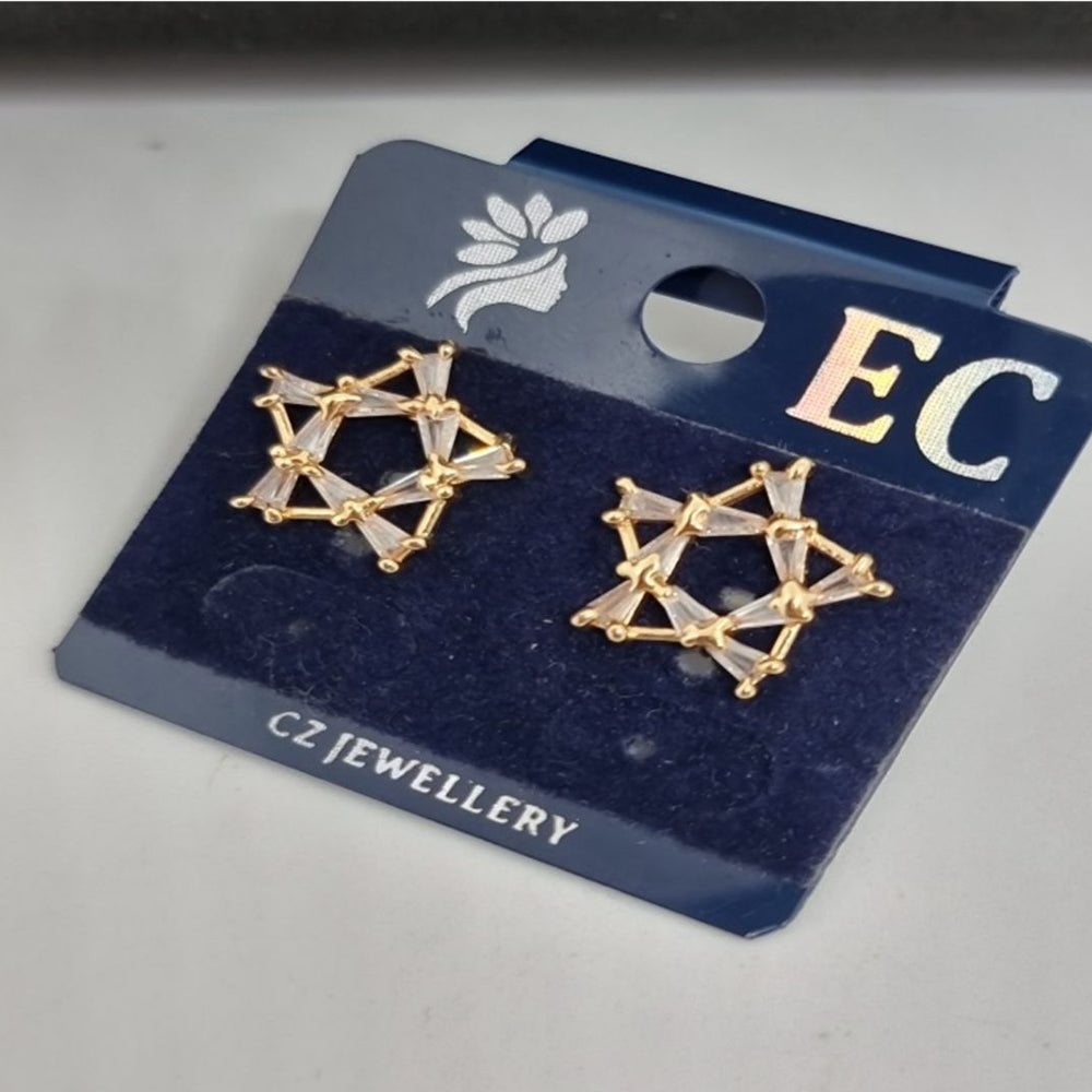 Pooja Sales Rajkot Gold Plated American Diamond Stud Earrings