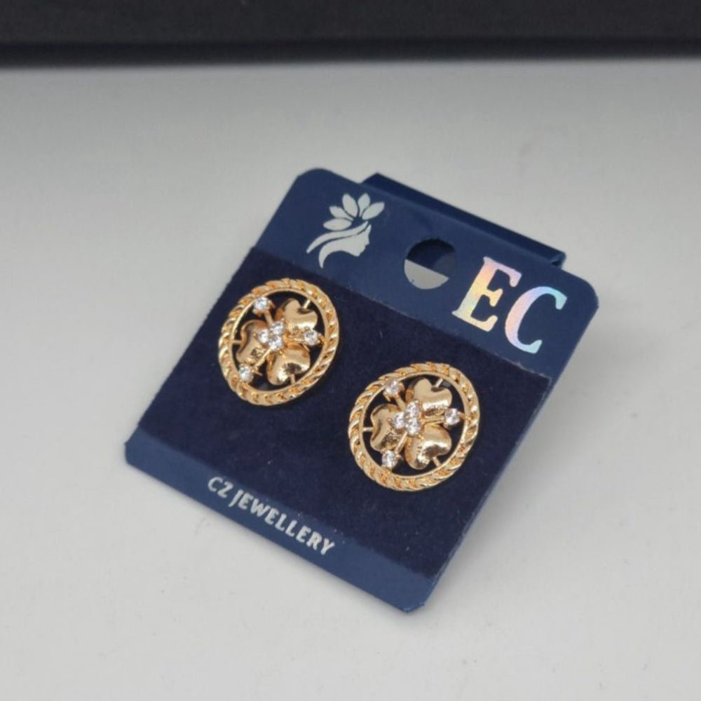 Pooja Sales Rajkot Gold Plated American Diamond Stud Earrings