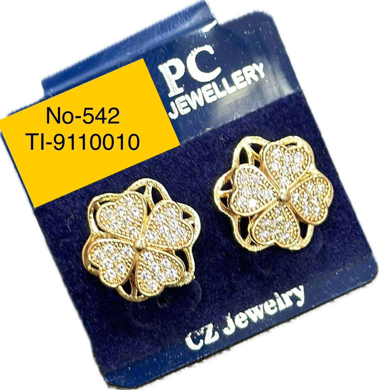 Pooja Sales Rajkot Gold Plated American Diamond Stud Earrings