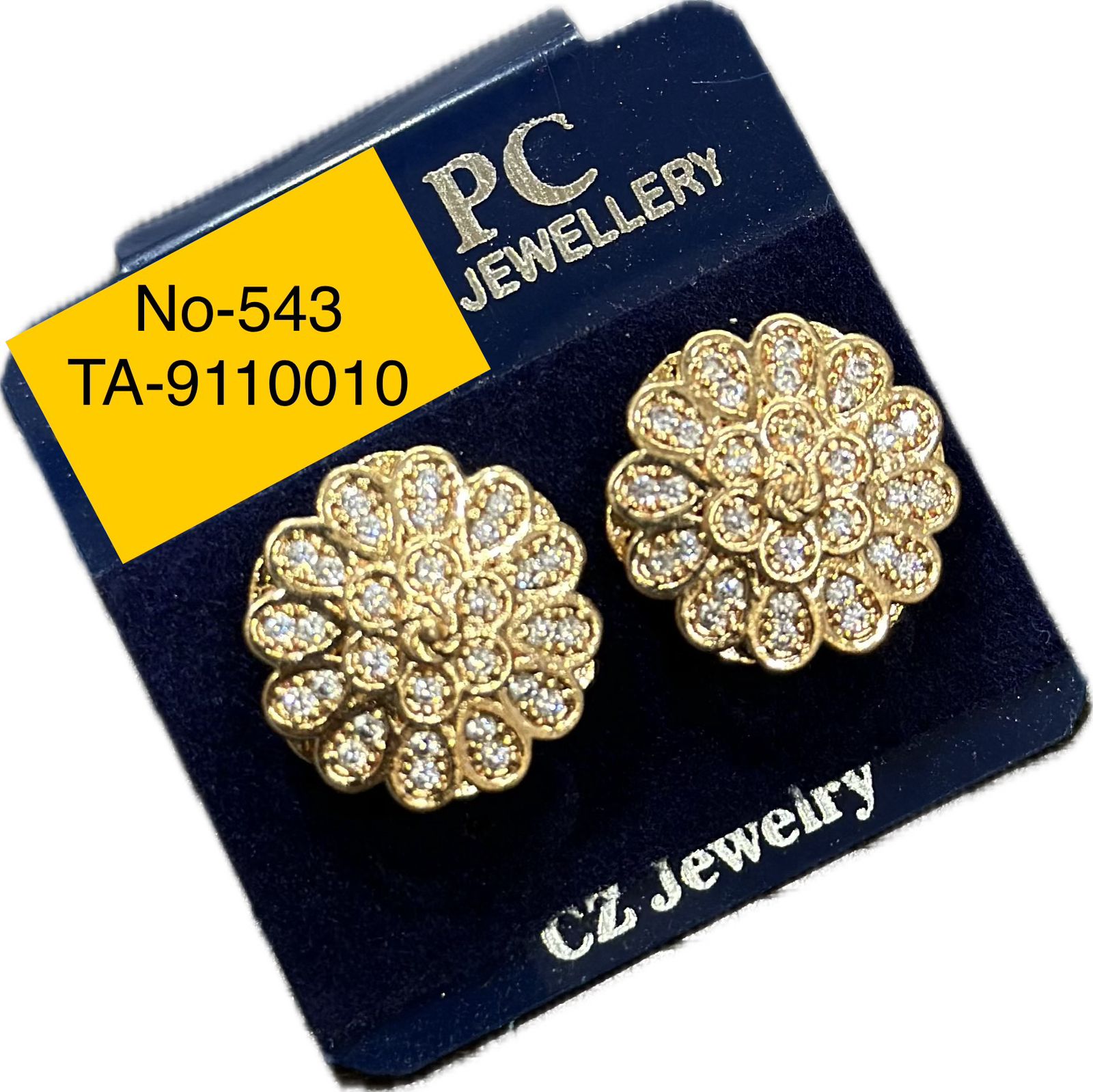 Pooja Sales Rajkot Gold Plated American Diamond Stud Earrings