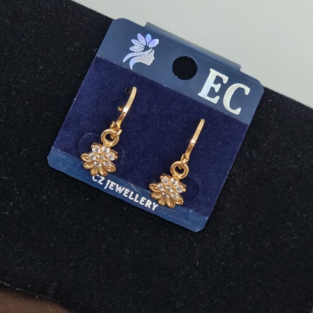 Pooja Sales Rajkot Gold Plated American Diamond Dangler Earrings