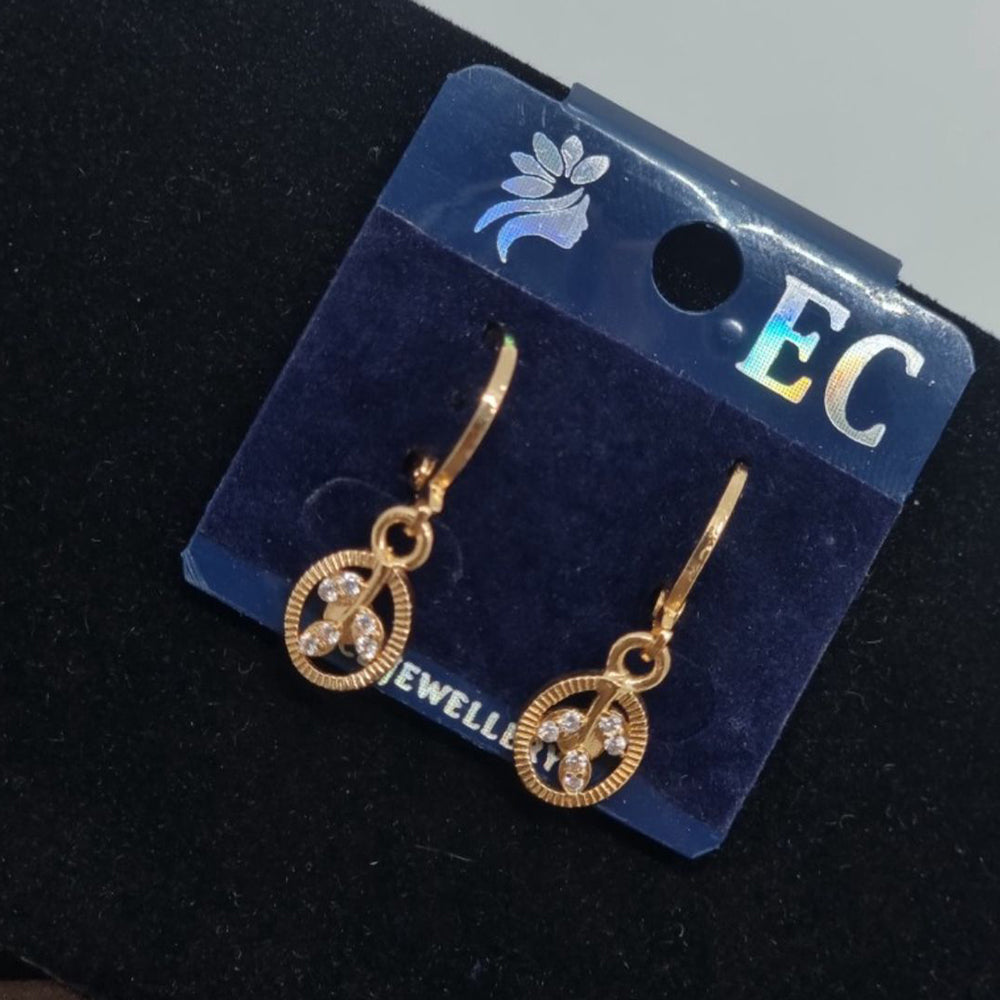 Pooja Sales Rajkot Gold Plated American Diamond Dangler Earrings