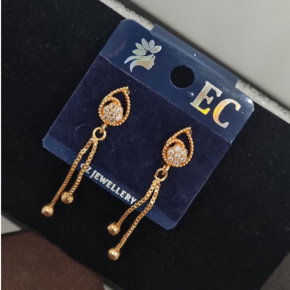 Pooja Sales Rajkot Gold Plated American Diamond Dangler Earrings