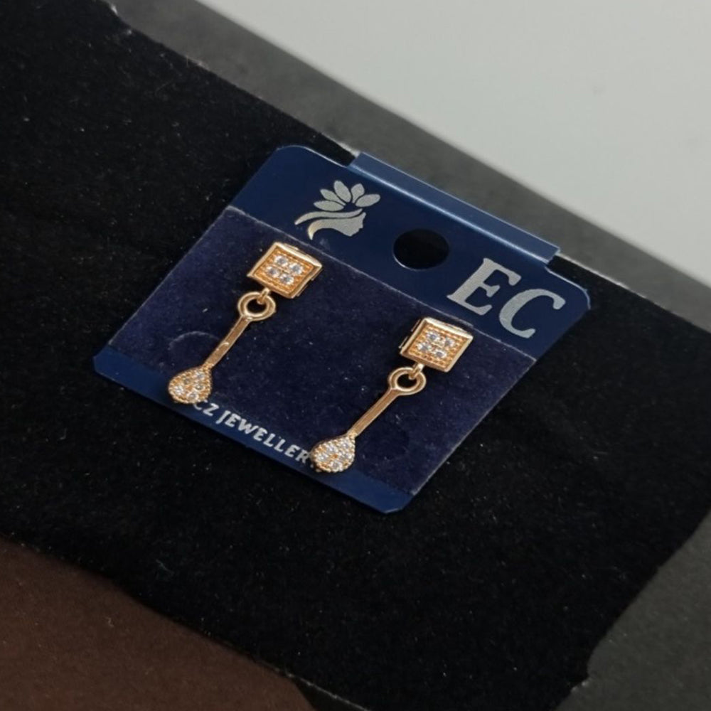 Pooja Sales Rajkot Gold Plated American Diamond Dangler Earrings