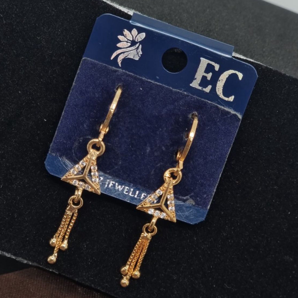 Pooja Sales Rajkot Gold Plated American Diamond Dangler Earrings