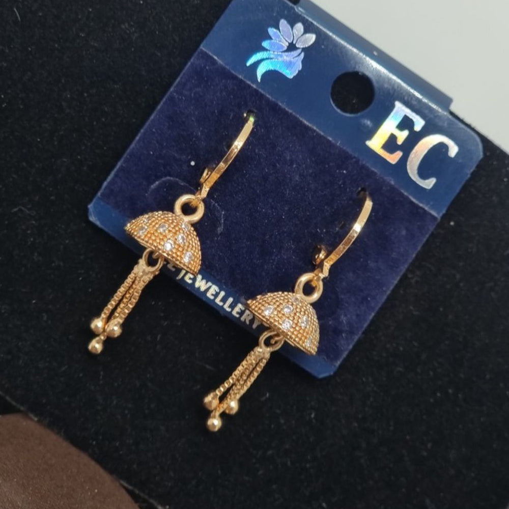 Pooja Sales Rajkot Gold Plated American Diamond Dangler Earrings