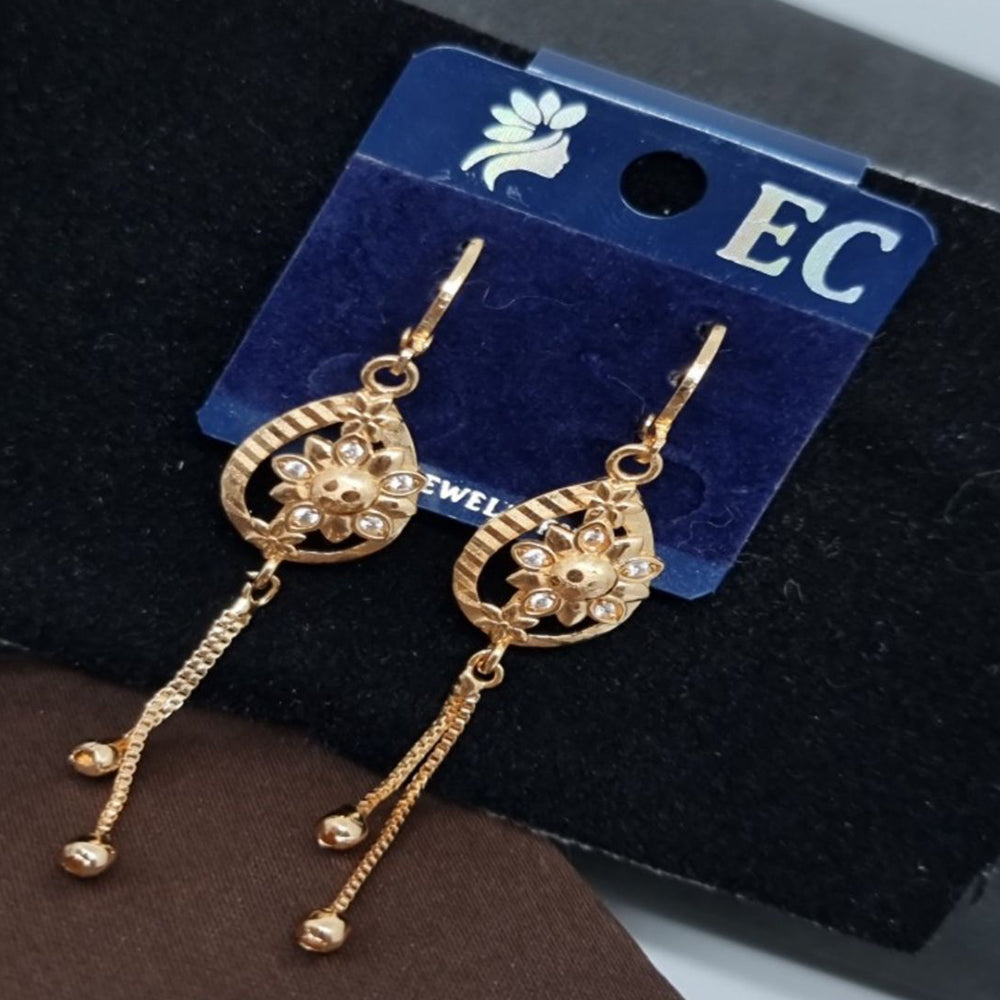 Pooja Sales Rajkot Gold Plated American Diamond Dangler Earrings