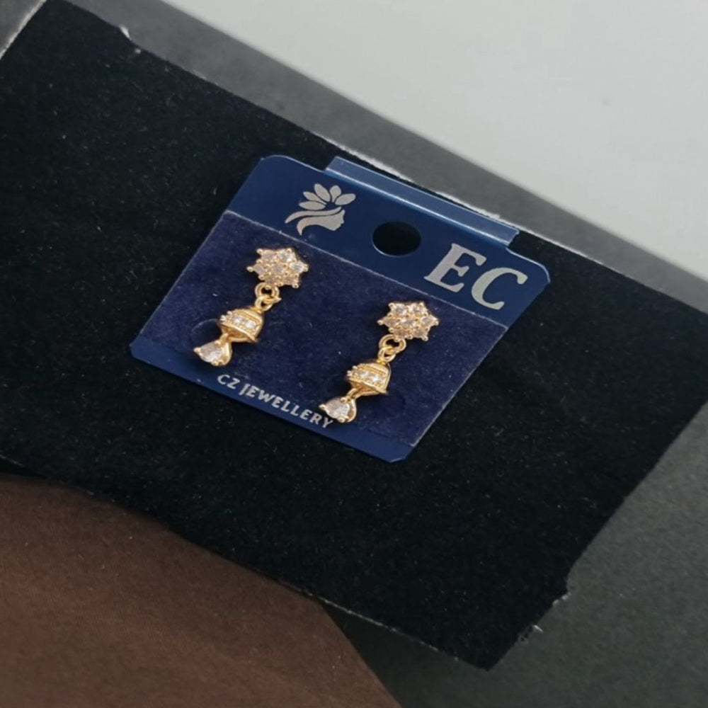 Pooja Sales Rajkot Gold Plated American Diamond Dangler Earrings