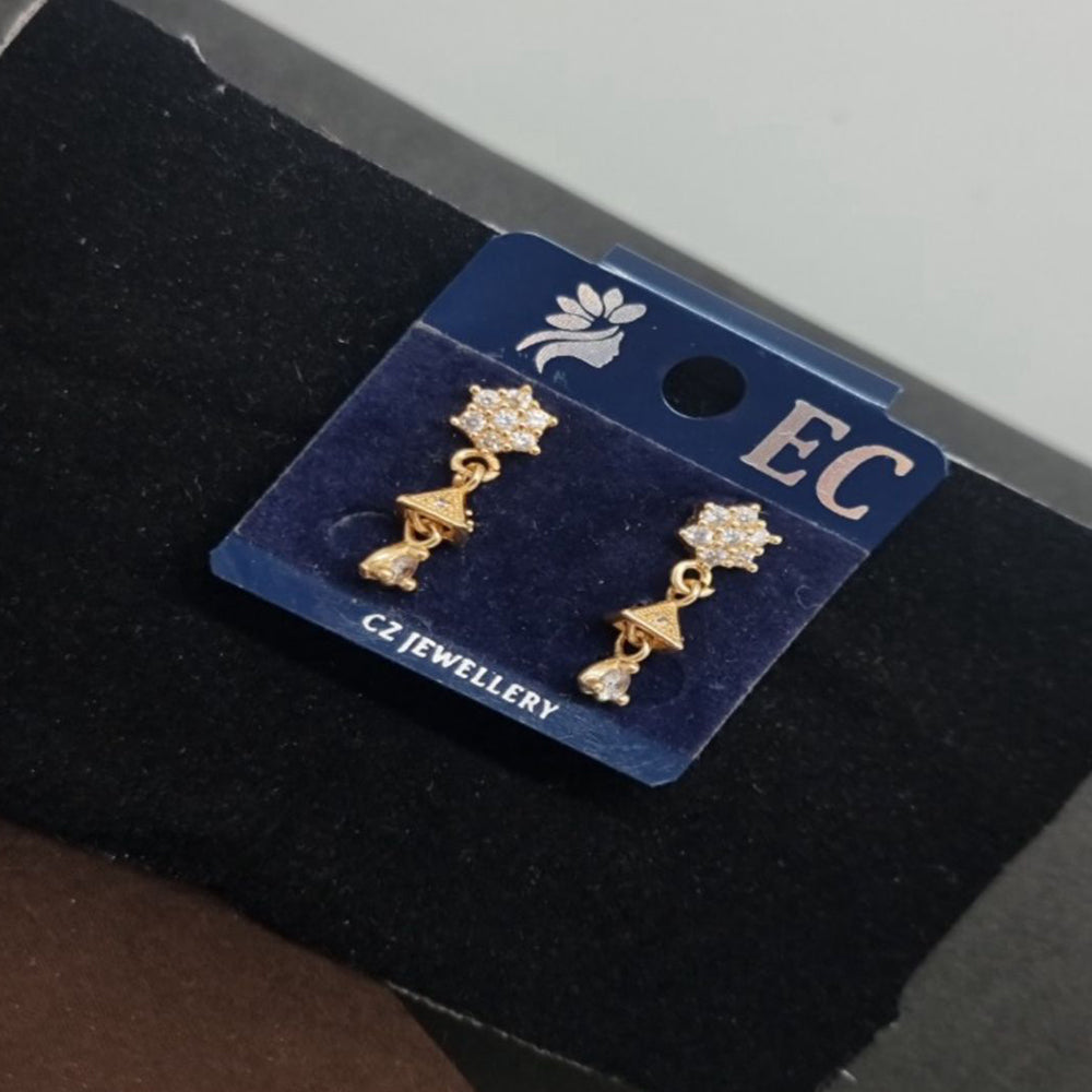 Pooja Sales Rajkot Gold Plated American Diamond Dangler Earrings