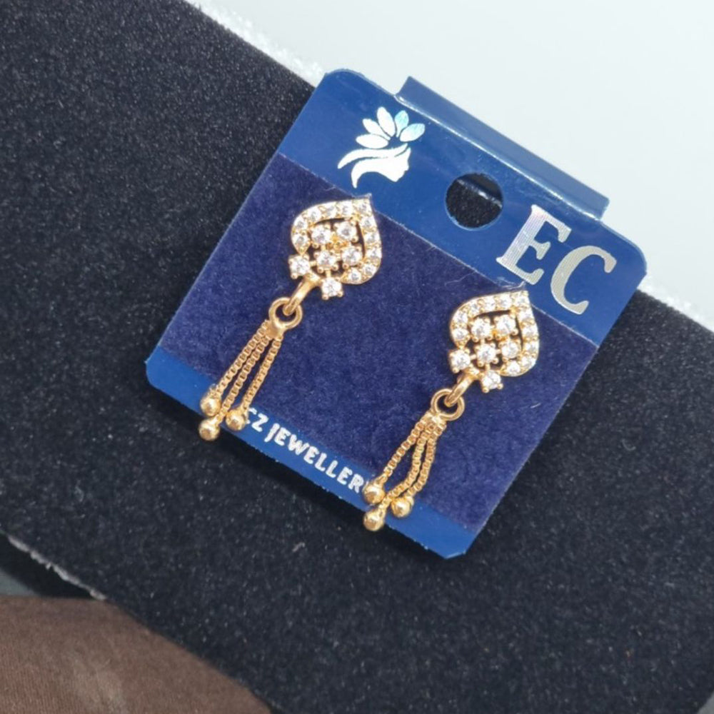 Pooja Sales Rajkot Gold Plated American Diamond Dangler Earrings