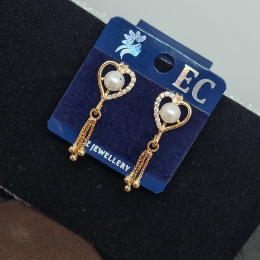 Pooja Sales Rajkot Gold Plated American Diamond Dangler Earrings