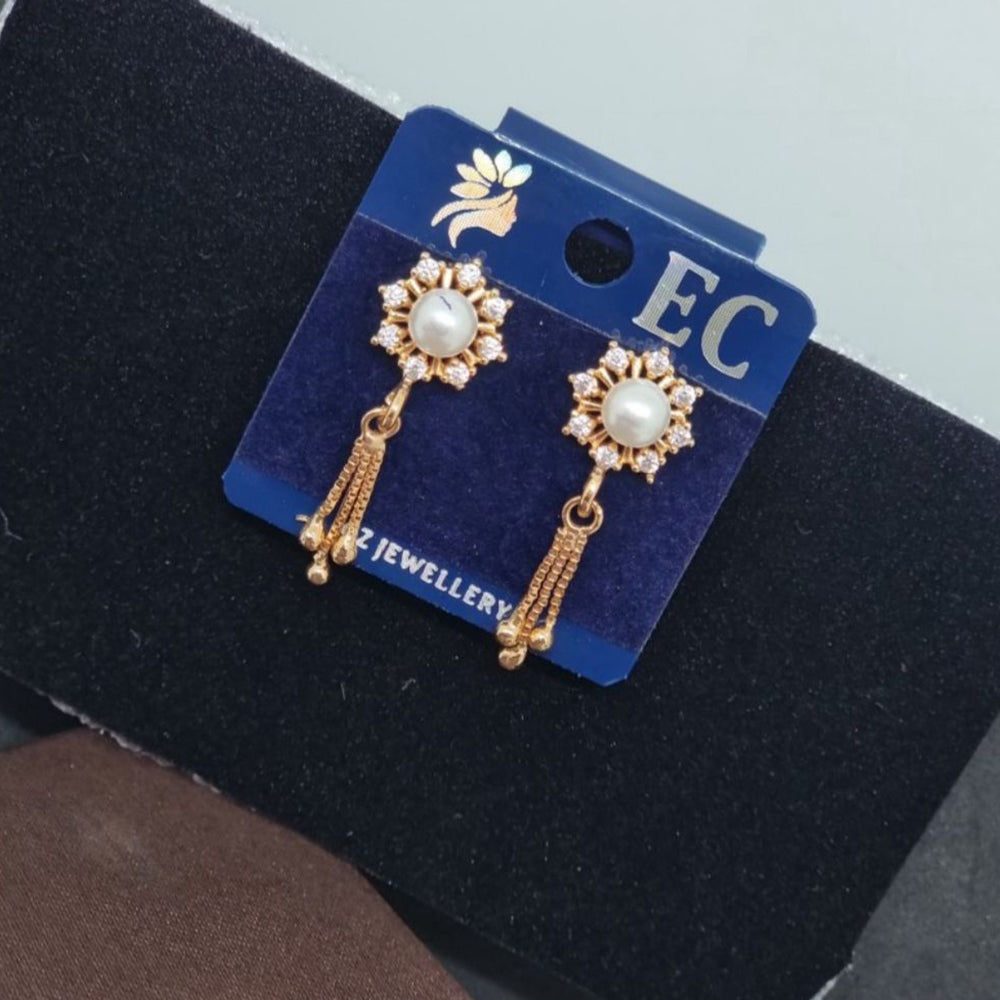 Pooja Sales Rajkot Gold Plated American Diamond Dangler Earrings