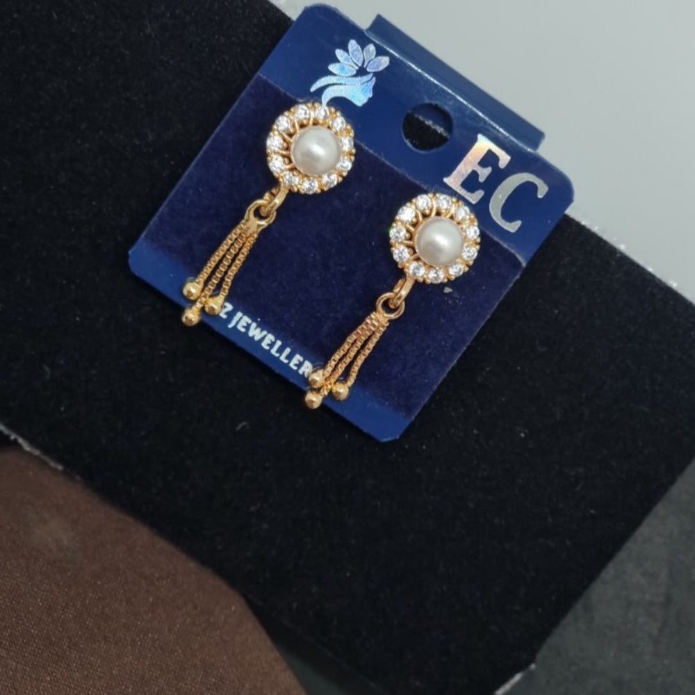 Pooja Sales Rajkot Gold Plated American Diamond Dangler Earrings
