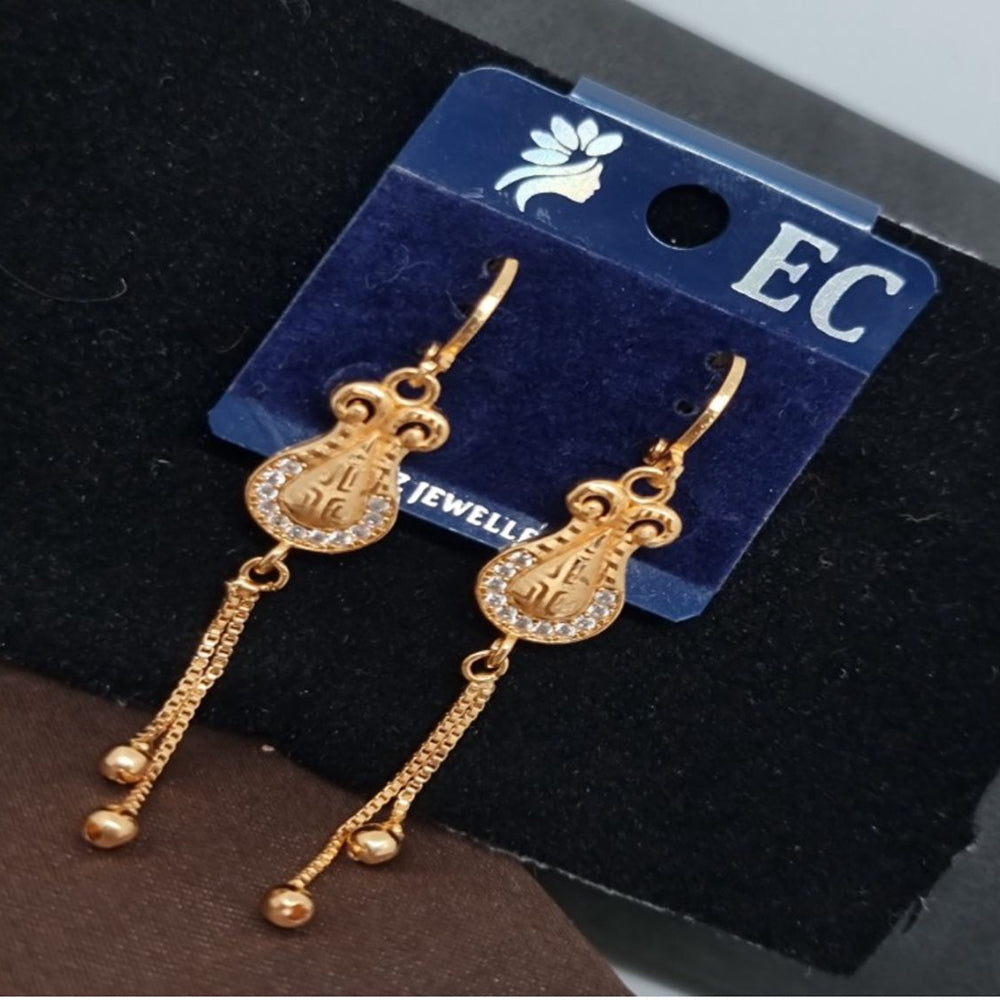 Pooja Sales Rajkot Gold Plated American Diamond Dangler Earrings