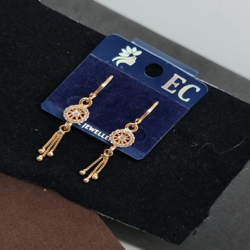Pooja Sales Rajkot Gold Plated American Diamond Dangler Earrings