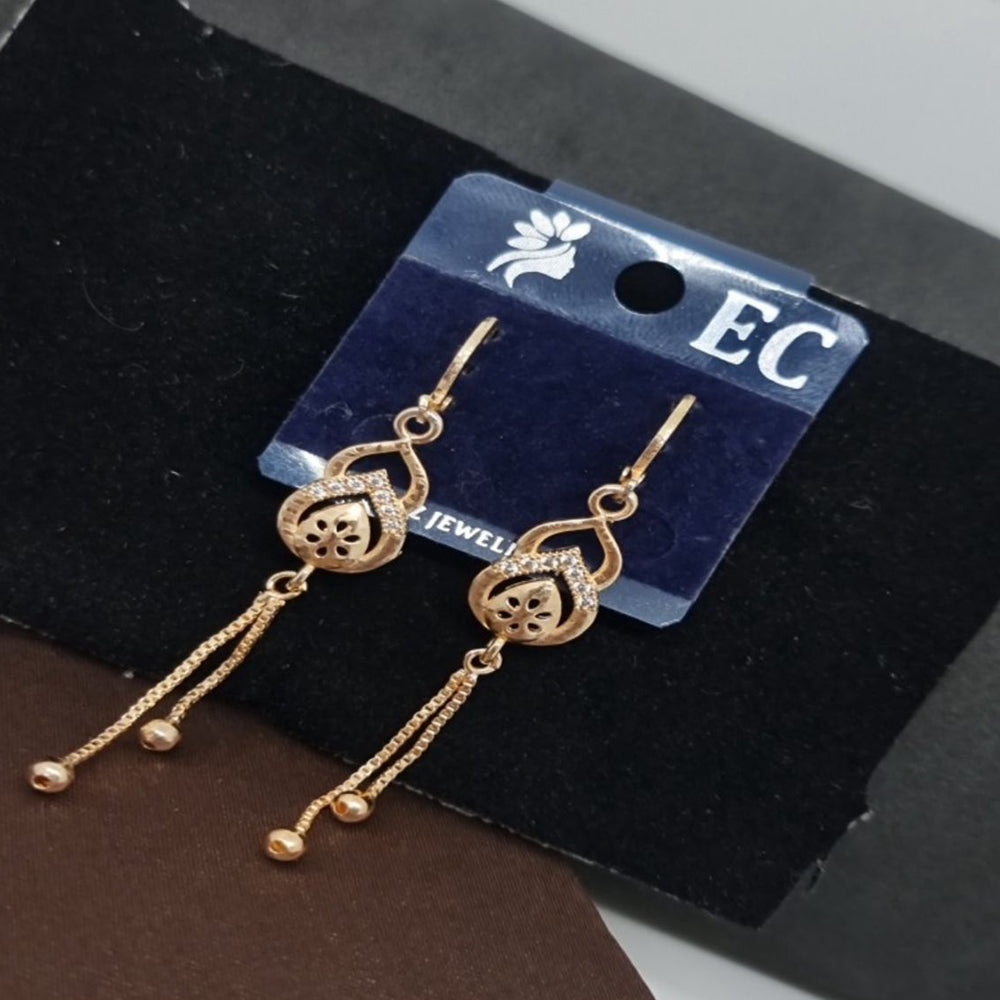 Pooja Sales Rajkot Gold Plated American Diamond Dangler Earrings