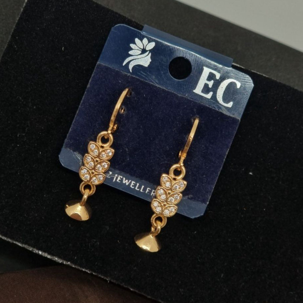 Pooja Sales Rajkot Gold Plated American Diamond Dangler Earrings