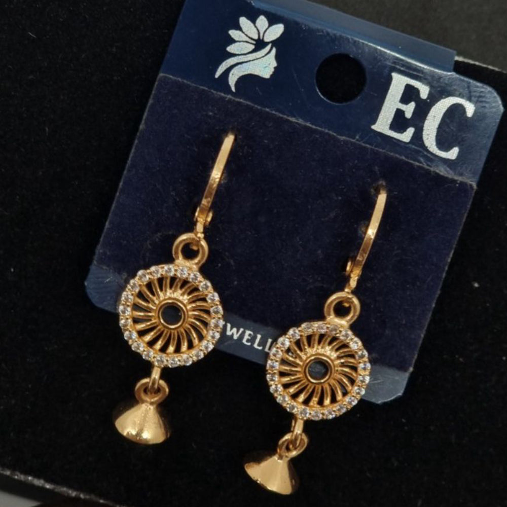 Pooja Sales Rajkot Gold Plated American Diamond Dangler Earrings