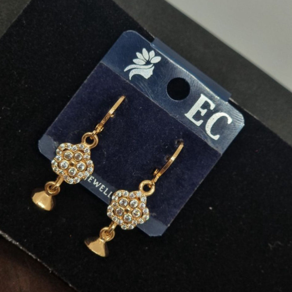 Pooja Sales Rajkot Gold Plated American Diamond Dangler Earrings
